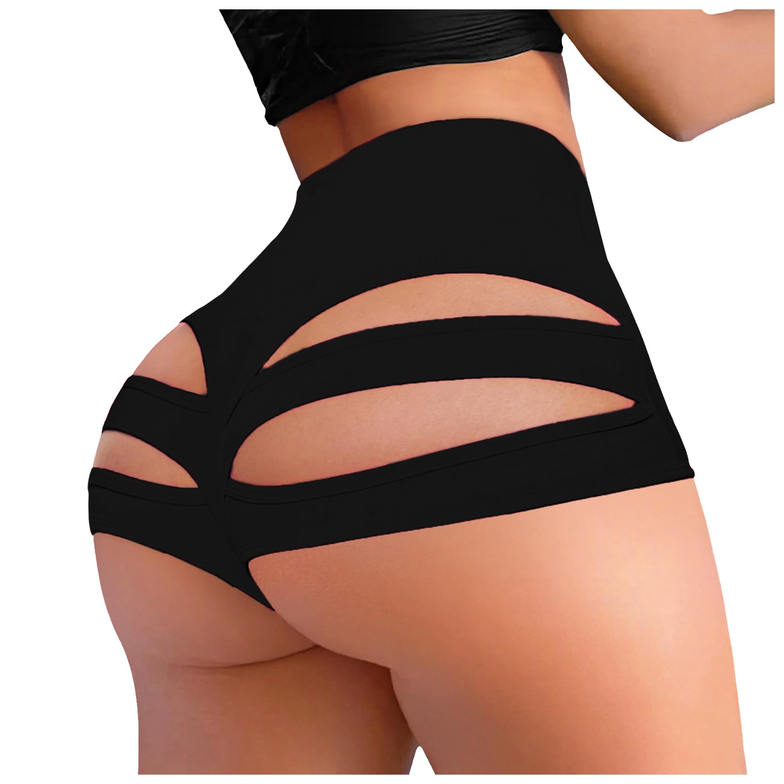 thumbnail image 1 of Pantalones cortos de yoga con aberturas para mujer: cintura alta, efecto realzador de glúteos, diseño fruncido. Pantalones cortos sexys para el gimnasio o la discoteca., 1 of 3